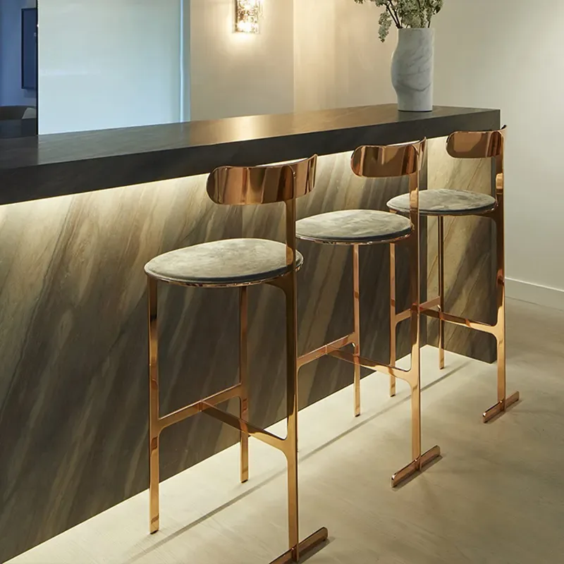 JP Leather Upholstered Bar Chair Metal Framed
