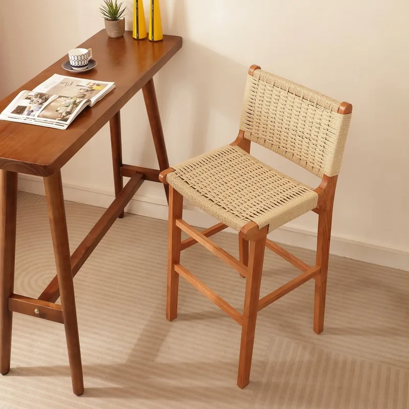 JP Modern Wooden Cafe Shop Leather Cushion photo 2