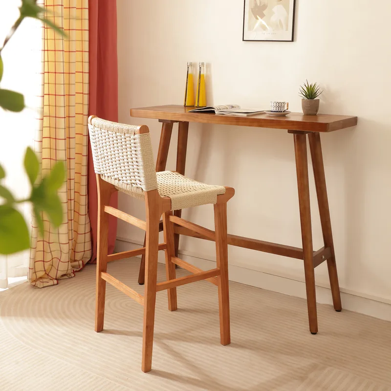 JP Modern Wooden Cafe Shop Leather Cushion photo 3