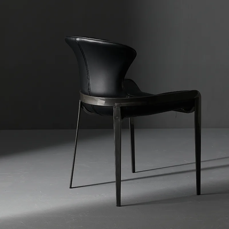 JP Italian Style Black Leather Upholstered Dining Chair photo 3
