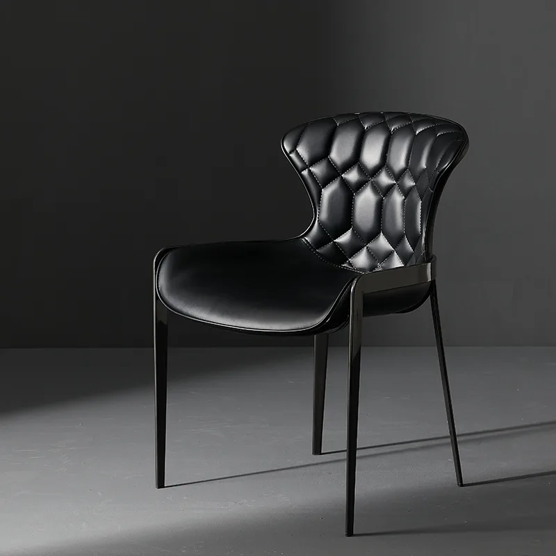 JP Italian Style Black Leather Upholstered Dining Chair