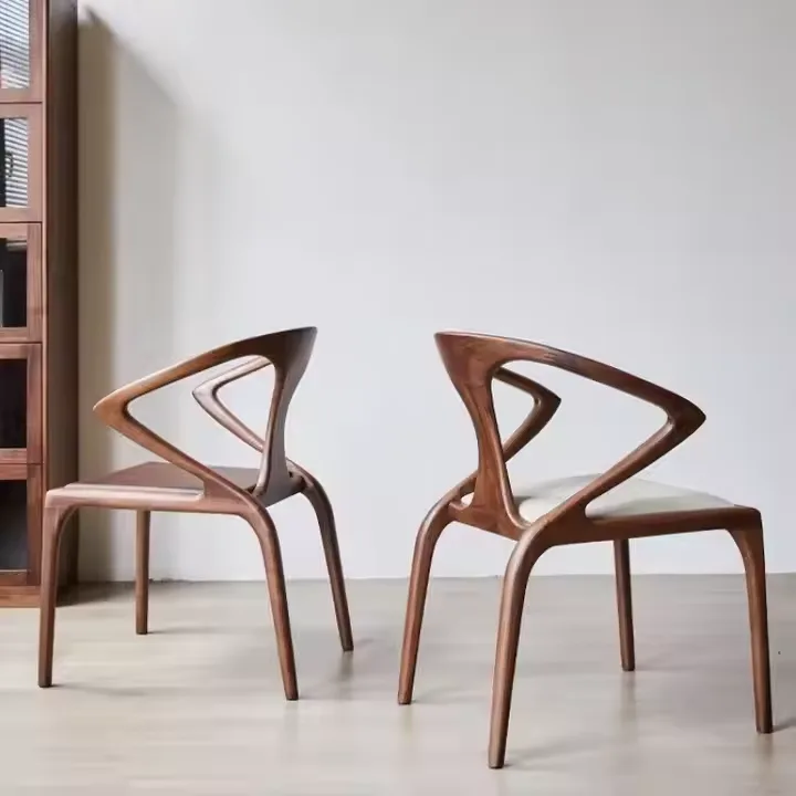 JP Luxury Original Design Walnut Color Sword Armchair