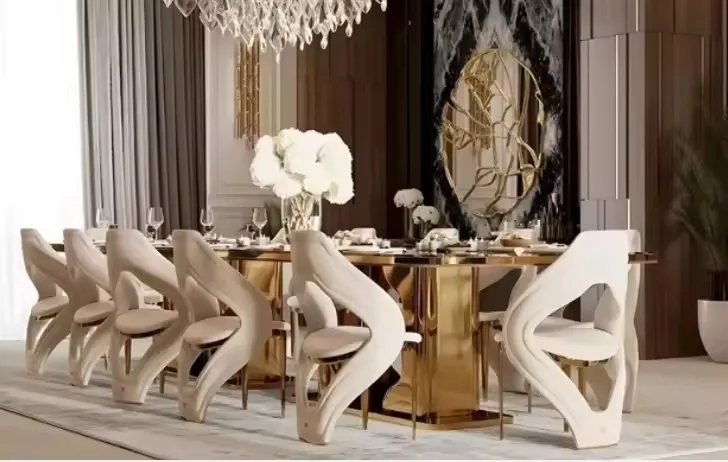 JP Modern Gold Velvet Metal Dining Chairs photo 3