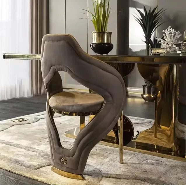 JP Modern Gold Velvet Metal Dining Chairs