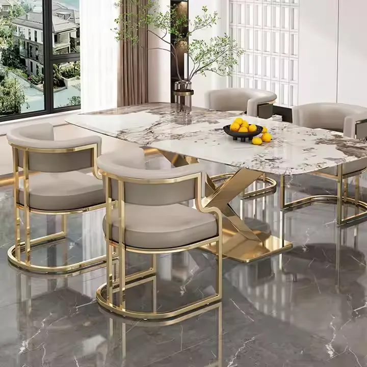 JP Modern Light Luxury Single Metal Leather