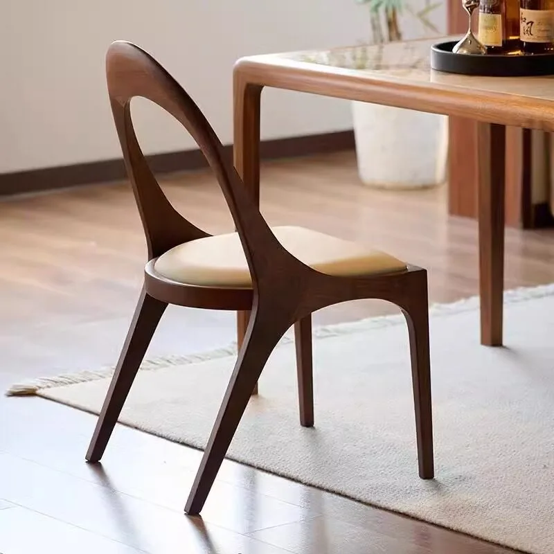 JP Modern Nordic Solid Wood Dining Chair with Armrest