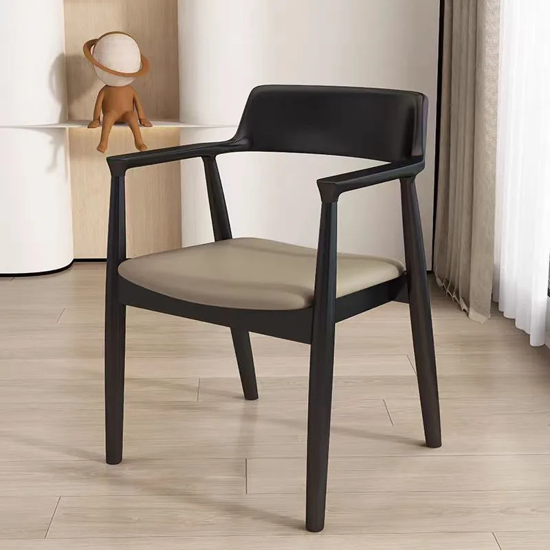 JP Simple Black Solid Wood Dining Chair photo 3