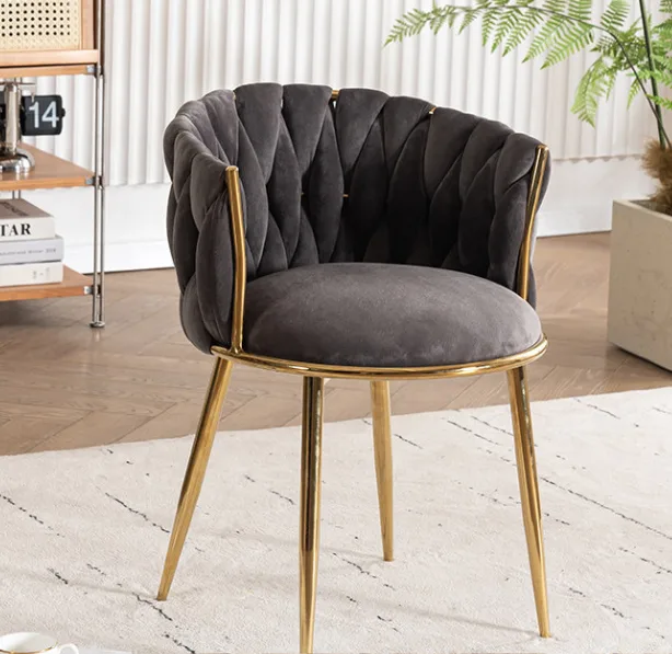 JP Beige Velvet Dining Chair Gold Legs photo 3