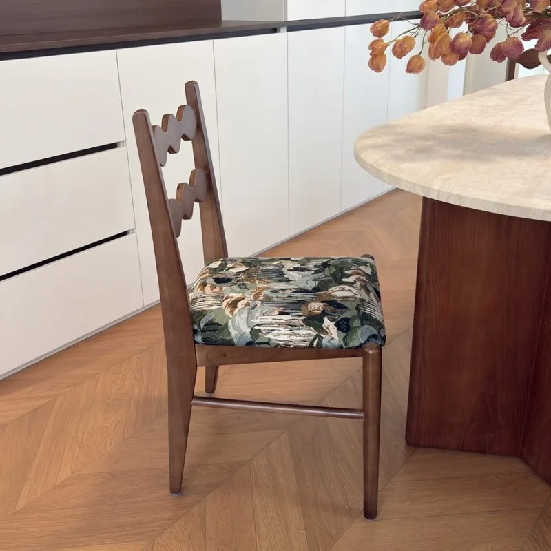 JP Elegant Wood Dining Chair Patterned Cushion photo 2