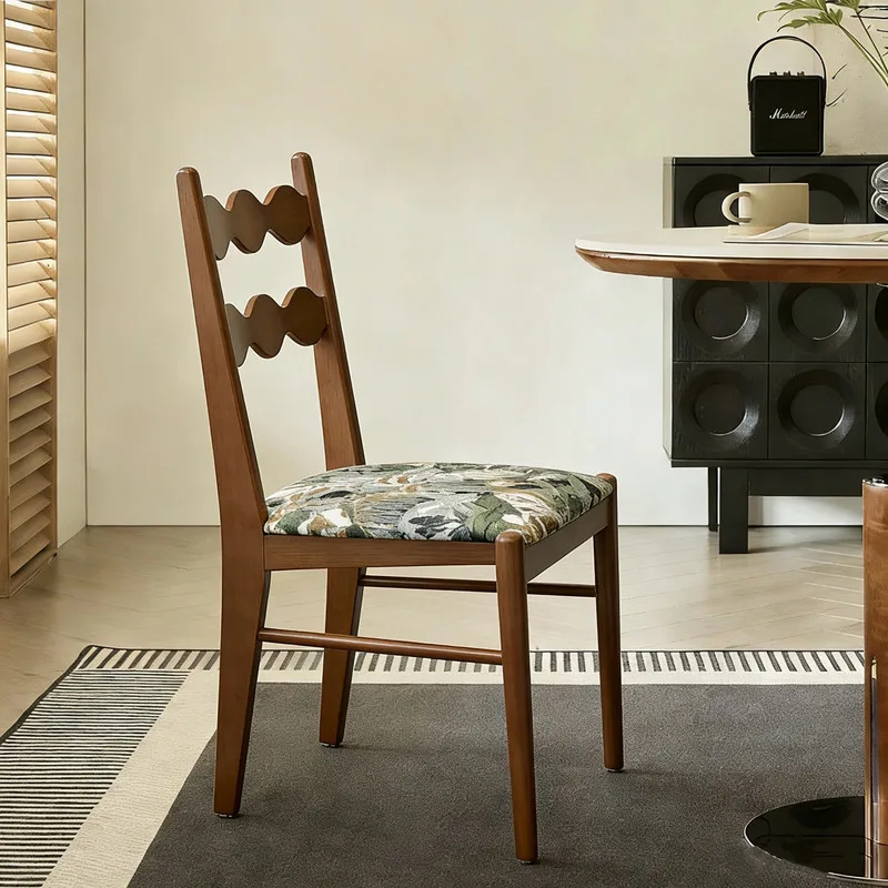 JP Elegant Wood Dining Chair Patterned Cushion