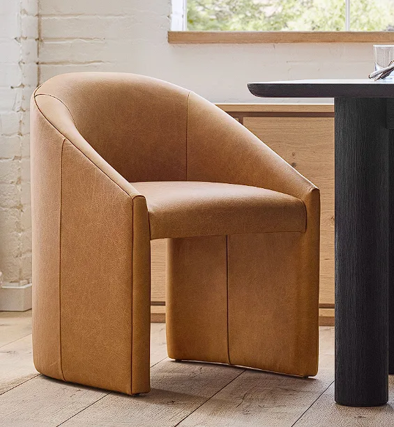 testWholesale Modern Curved Barrel Dining Armchair Camel