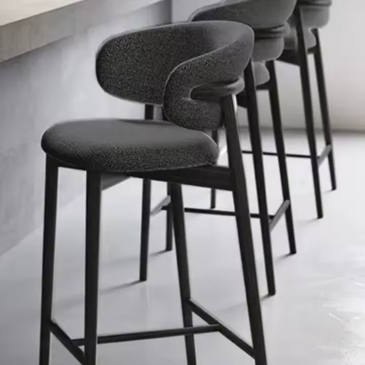 JP Modern Solid Wood Bar Stool Chair with Fabric photo 2