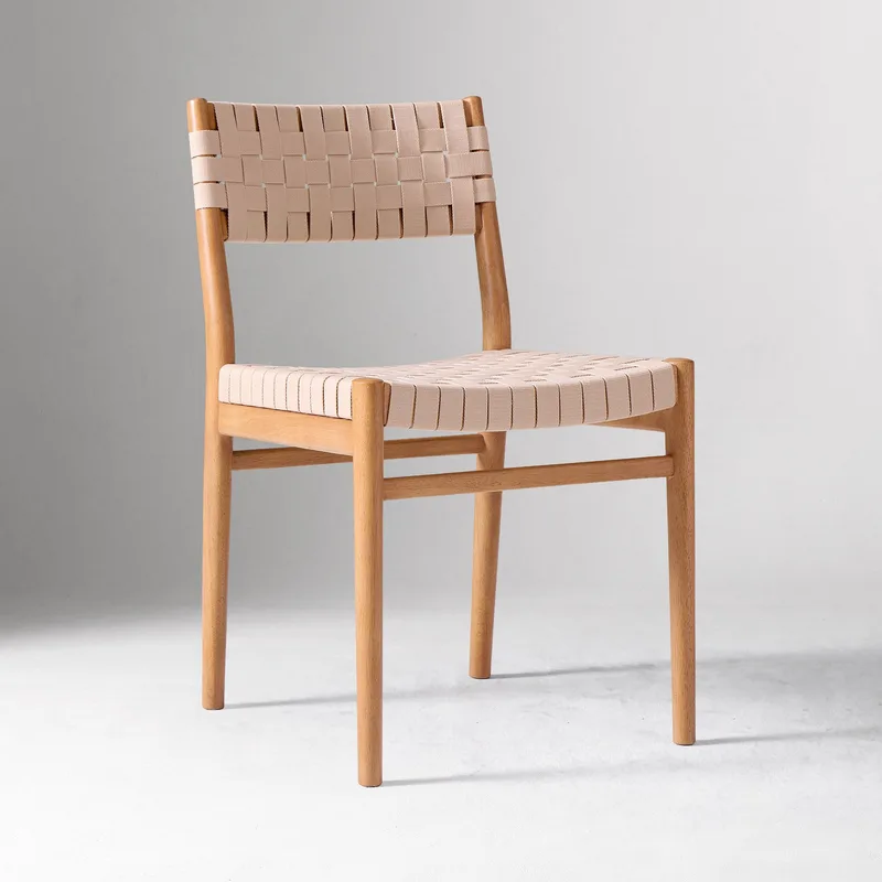 Blush Pink Woven Webbing Dining Chair Solid photo 2