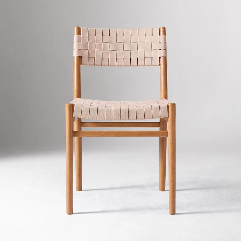 Blush Pink Woven Webbing Dining Chair Solid photo 3