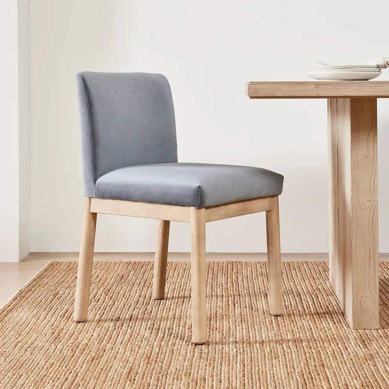 Misty Blue Fabric Upholstered Dining Chair Solid