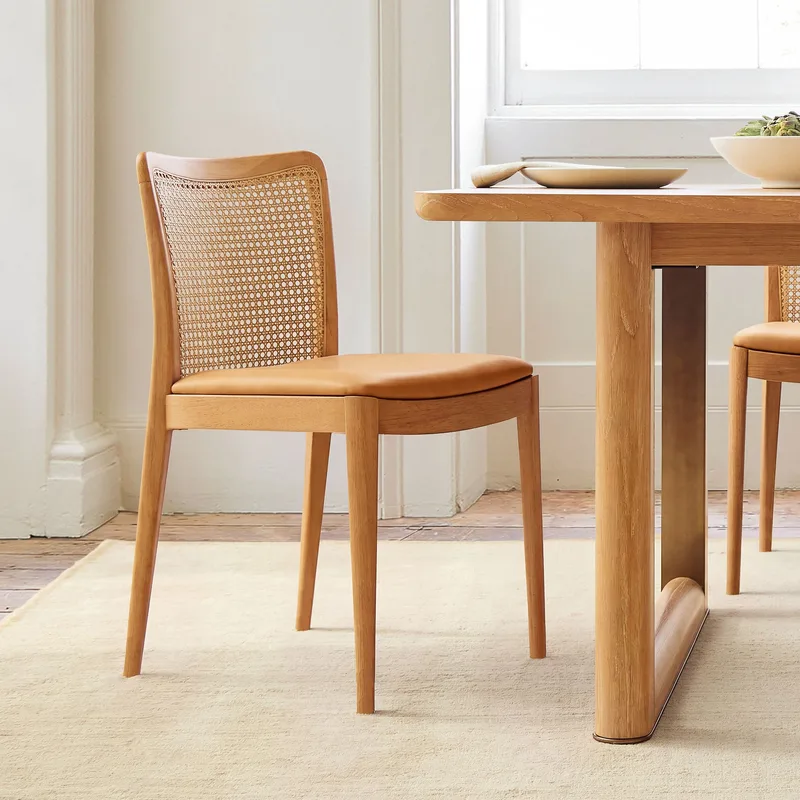 Natural Rattan Cane Back Dining Chair Tan