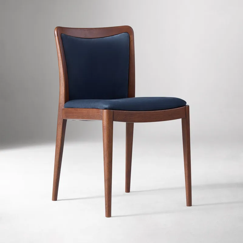 Navy Blue Fabric Upholstered Dining Chair Curved photo 3