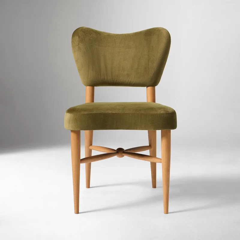 Olive Green Tweed Upholstered Butterfly Back Dining photo 2