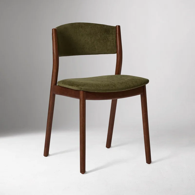 Olive Green Velvet Upholstered Dining Chair Solid photo 2