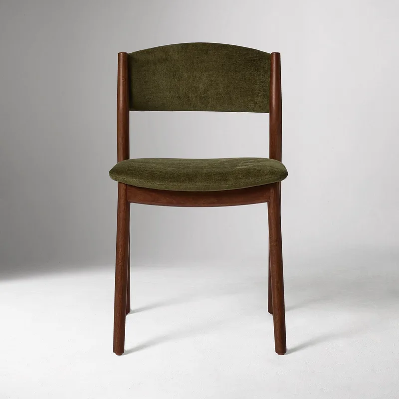 Olive Green Velvet Upholstered Dining Chair Solid photo 3