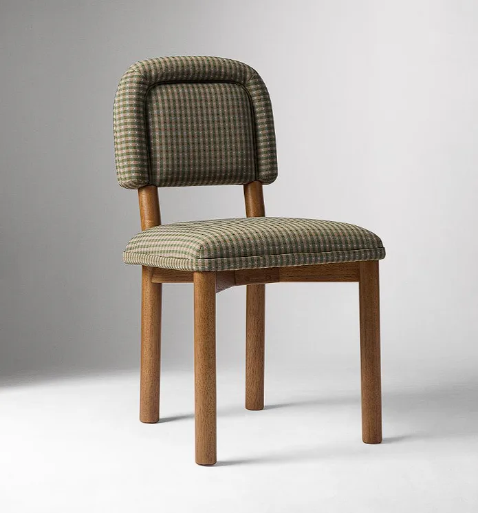 Olive Houndstooth Upholstered Dining Chair Solid Walnut photo 2