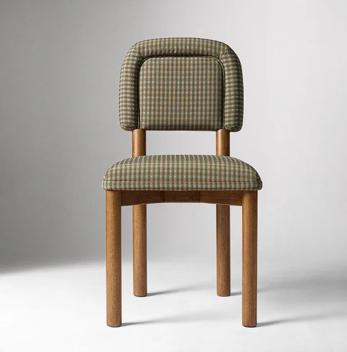 Olive Houndstooth Upholstered Dining Chair Solid Walnut photo 3