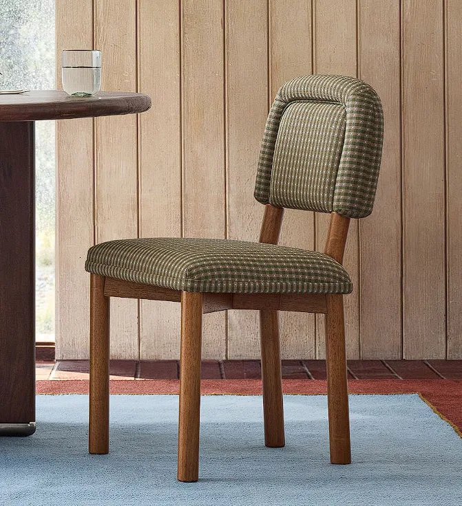 Olive Houndstooth Upholstered Dining Chair Solid Walnut photo 1