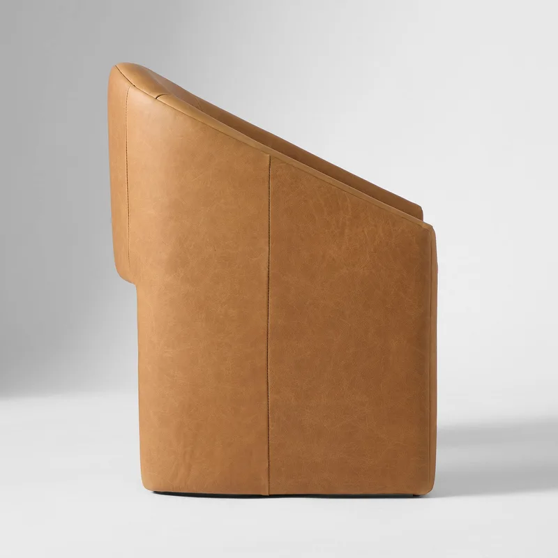 Wholesale Modern Curved Barrel Dining Armchair Camel photo 2