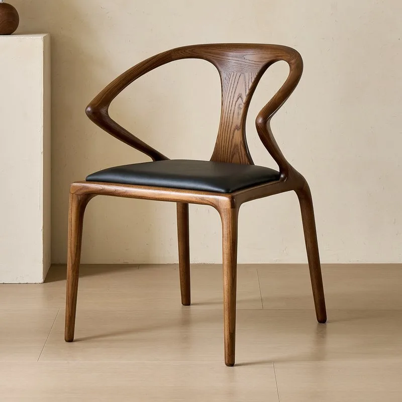 JP Luxury Original Design Walnut Color Sword Armchair Fabric photo 2