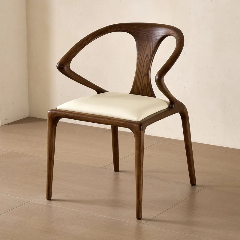JP Luxury Original Design Walnut Color Sword Armchair Fabric