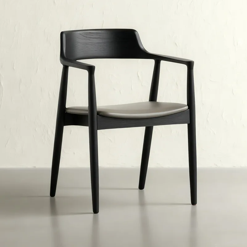 JP Nordic Black Solid Wood Dining Chair Hiroshima