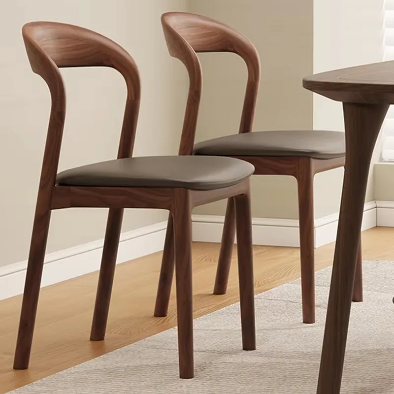 JP Nordic Modern Minimalist Solid Wood Leather Seat Dining Chair a003