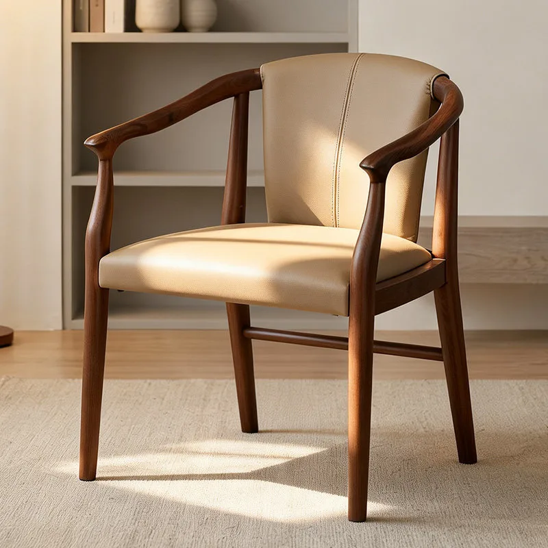 JP Upholstered Dining Chair Armrests Solid Wood