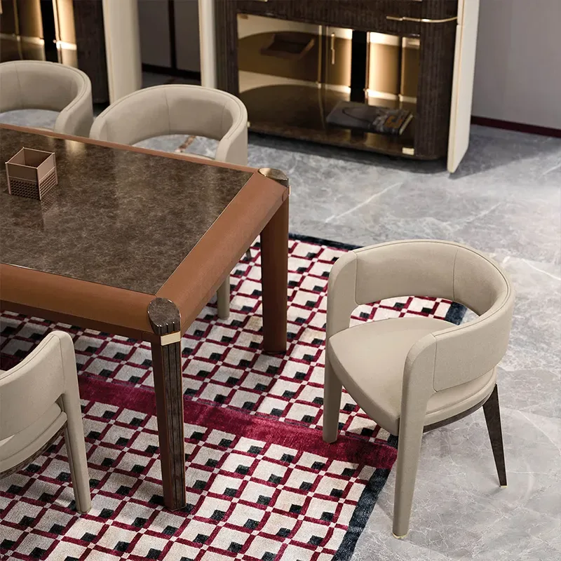 JP Furnistyle Luxury Gloss Brown Wood Dining photo 2