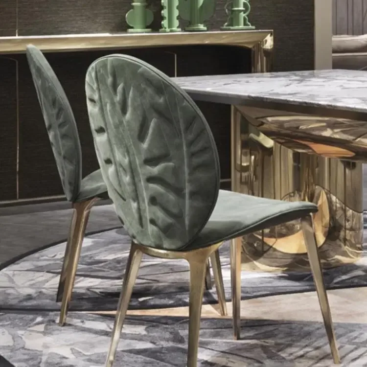JP High-End Light Luxury Dining Chair Embroidered photo 2
