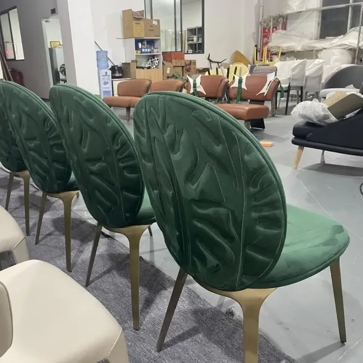 JP High-End Light Luxury Dining Chair Embroidered photo 3