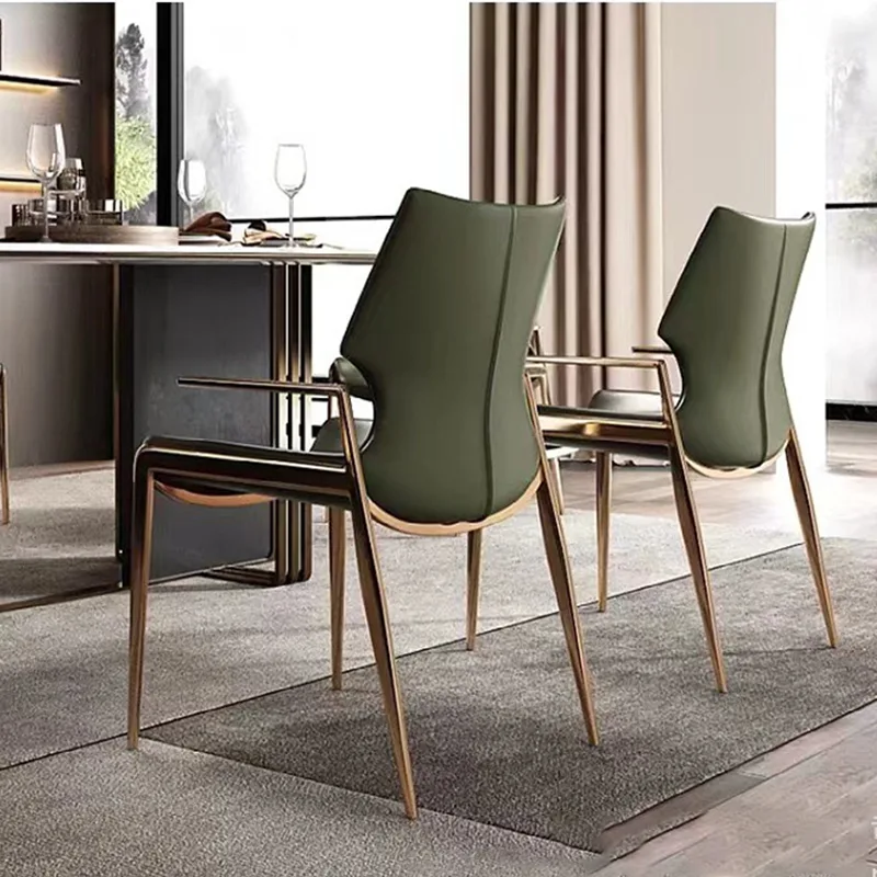 JP Modern Vintage Leather Upholstered Metal Dining photo 3