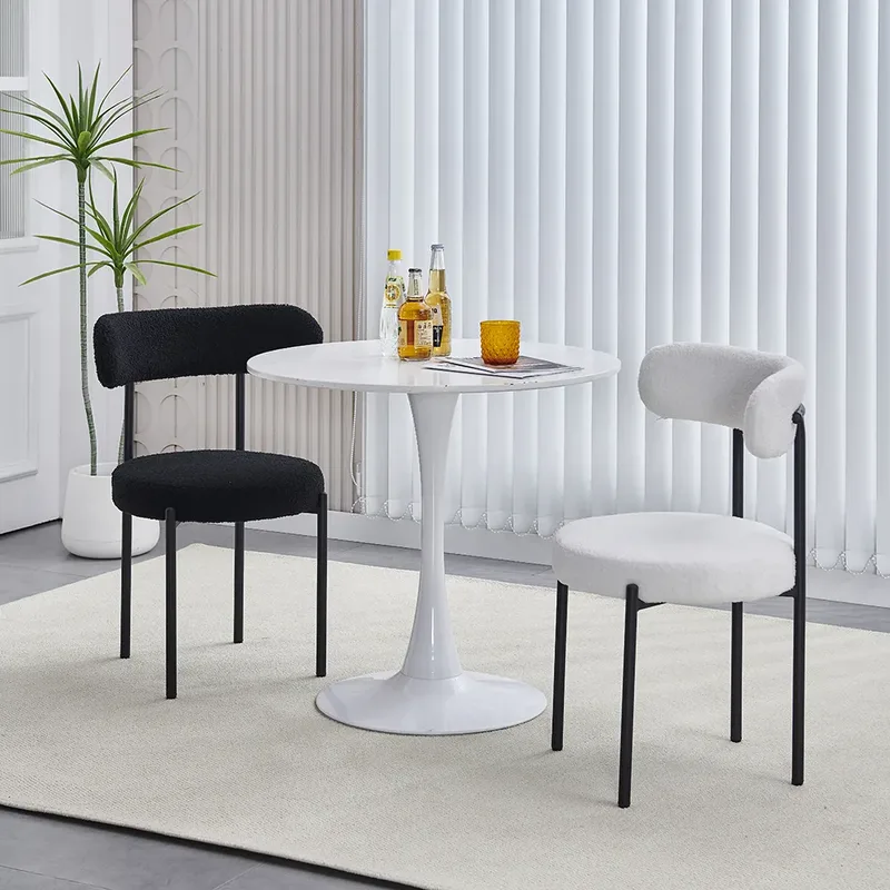 JP Nordic Modern White Curved Back Upholstered photo 2