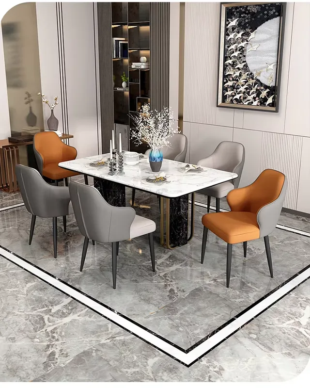 JP a Light Luxury Iron Leather Dining photo 2