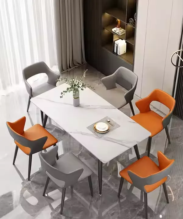 JP High-quality Ergonomic Iron Leather Dining Chairs photo 3