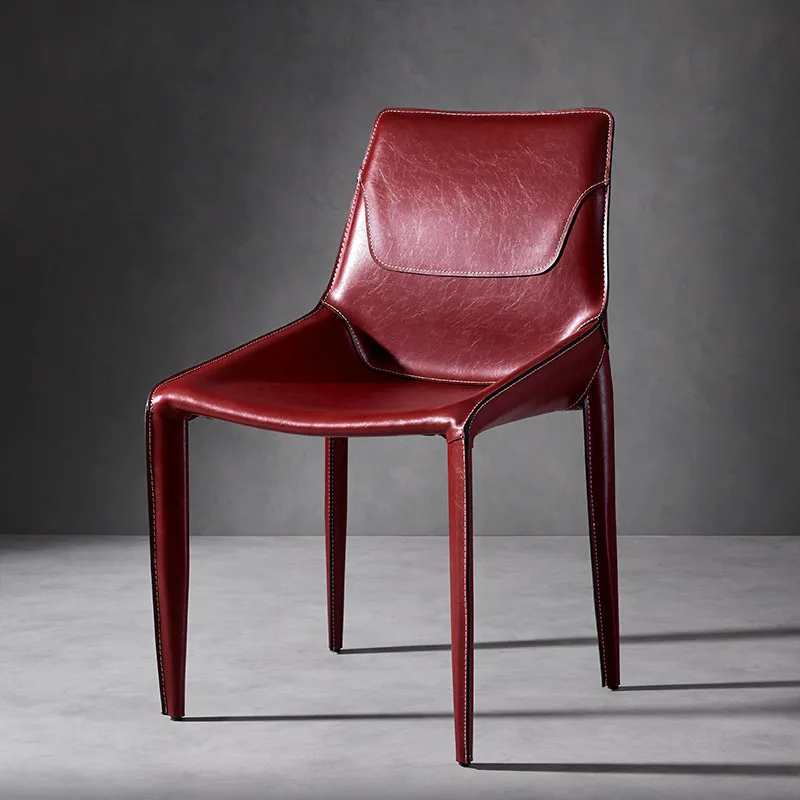 JP Italian Minimalist Saddle Leather Dining Chair, photo 2