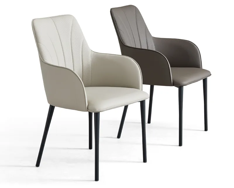 JP Modern Black Leg Leather Dining Chair