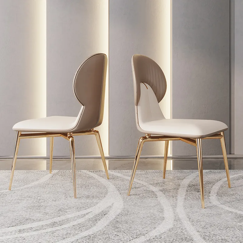 JP Modern Dining Leather Chairs Brushed Stainless