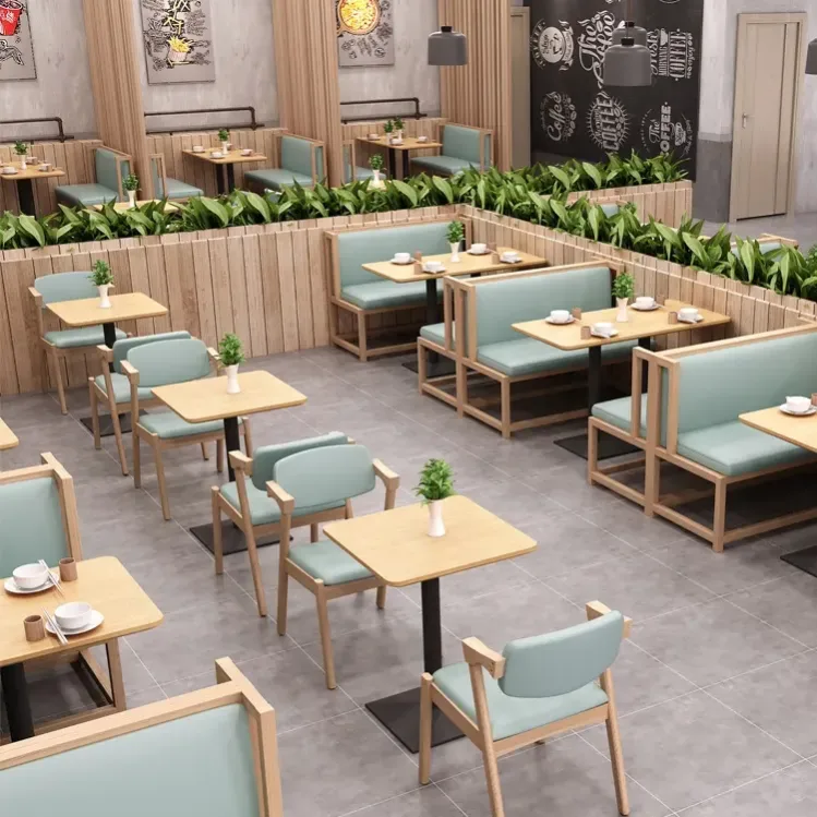 JP Modern Green Leather Restaurant Booth Seating
