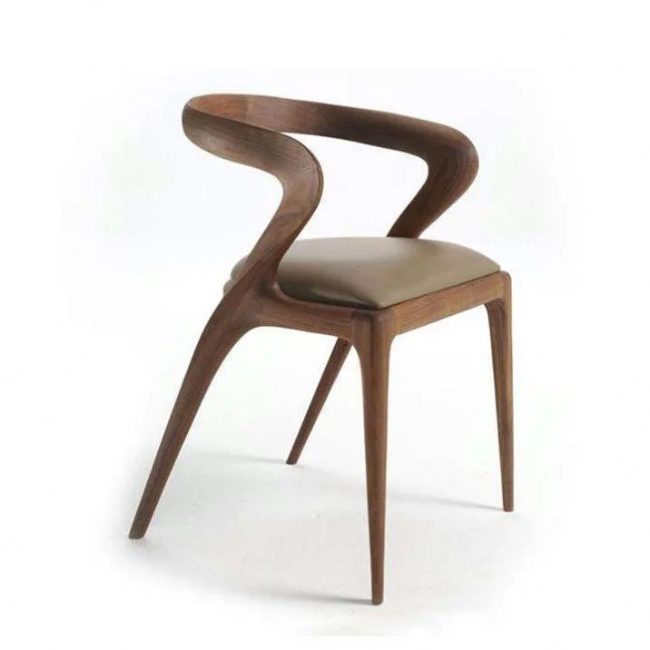 JP Modern Leather Wood Solid Oak Chairs