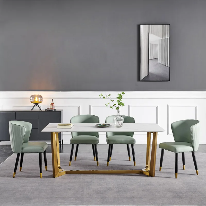 JP Modern Light Luxury Upholstered Metal Dining photo 2