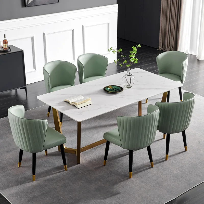 JP Modern Light Luxury Upholstered Metal Dining photo 3