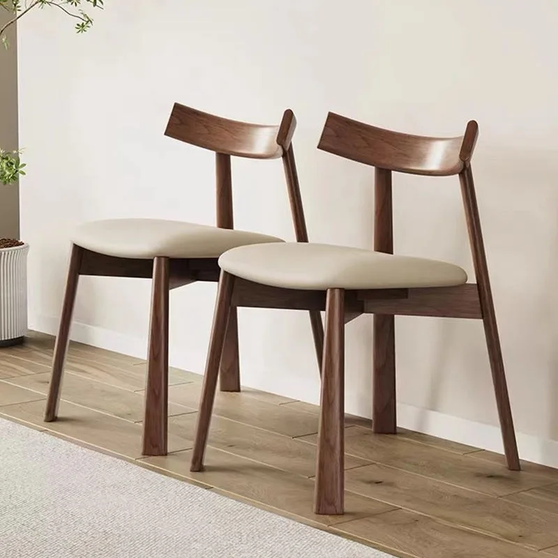 JP Modern Nordic Solid Wood Leather Dining