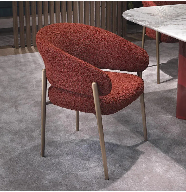 JP Modern Simple Home Lamb Velvet Dining Chair with photo 3