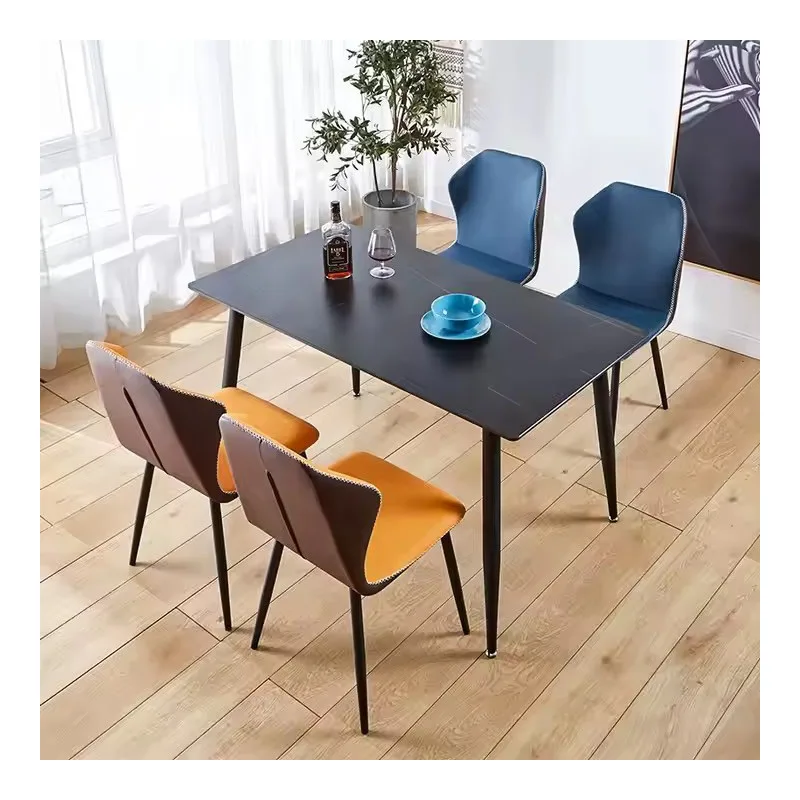 JP Nordic-style Iron and Leather Dining Chair photo 2